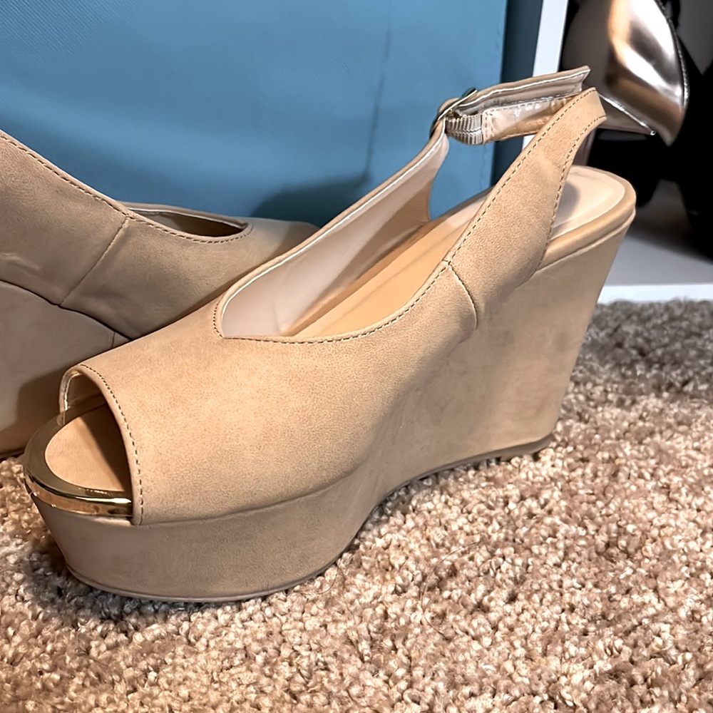 Cambridge Select Women's Peep Toe Buckled Slingback High Platform